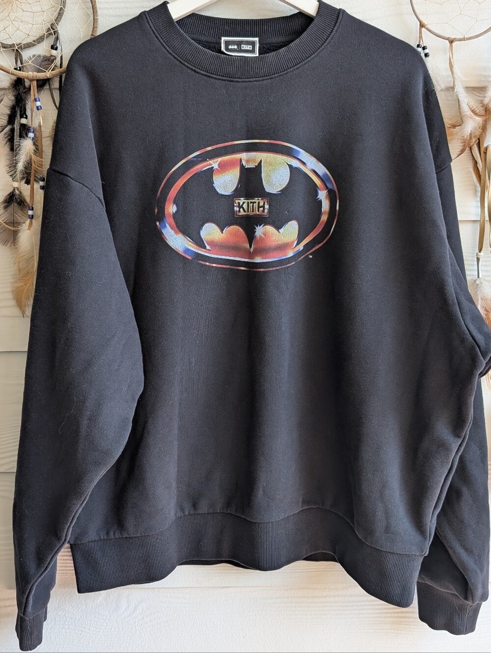 Kith x Batman Black Logo Vintage Nelson Crewneck Swea… - Gem